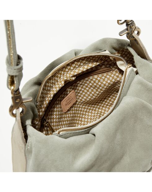 Sac bandoulière en Cuir Priscia V gris - 28x17x5 cm