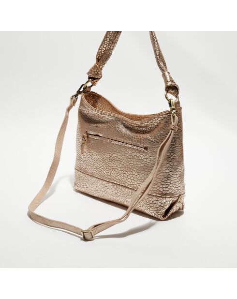 Sac bandoulière en Cuir Sandie J nude - 30x25x8 cm
