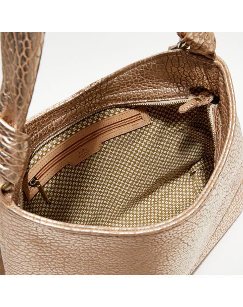 Sac bandoulière en Cuir Sandie J nude - 30x25x8 cm