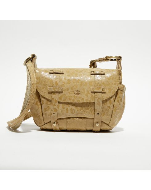 Sac besace en Cuir Bern Gp beige - 21x15x6 cm