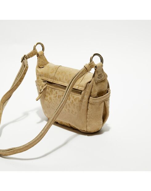 Sac besace en Cuir Bern Gp beige - 21x15x6 cm