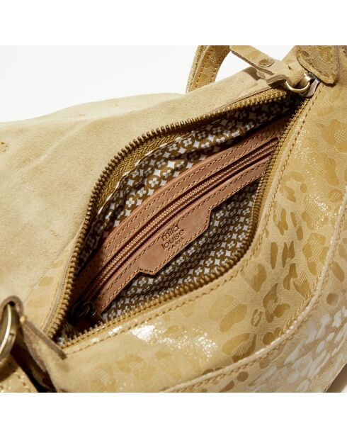 Sac besace en Cuir Bern Gp beige - 21x15x6 cm
