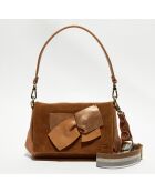 Sac bandoulière en Cuir Sana Knot camel - 21x15x6 cm