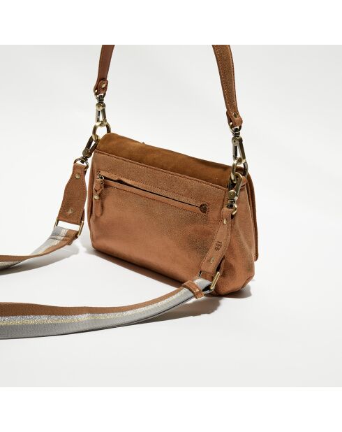 Sac bandoulière en Cuir Sana Knot camel - 21x15x6 cm