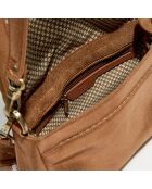 Sac bandoulière en Cuir Sana Knot camel - 21x15x6 cm
