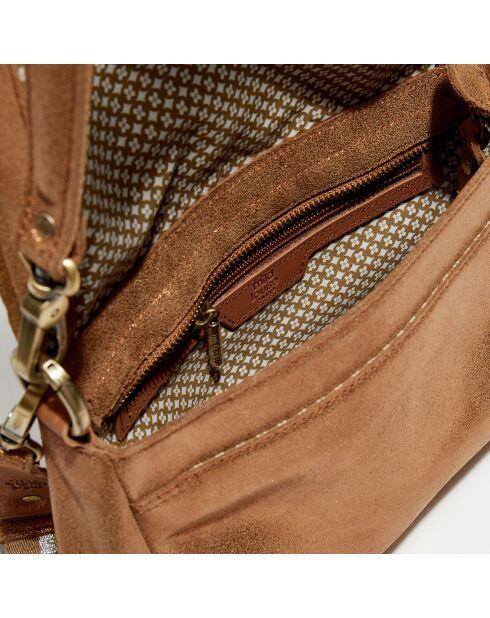 Sac bandoulière en Cuir Sana Knot camel - 21x15x6 cm