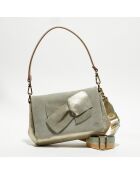 Sac bandoulière en Cuir Sana Knot gris - 21x15x6 cm