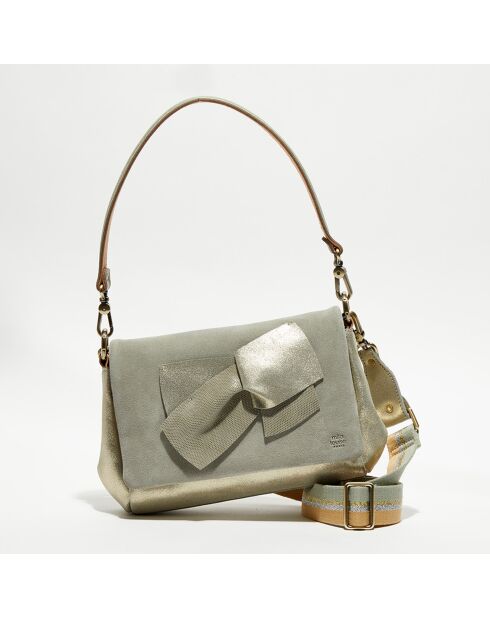 Sac bandoulière en Cuir Sana Knot gris - 21x15x6 cm