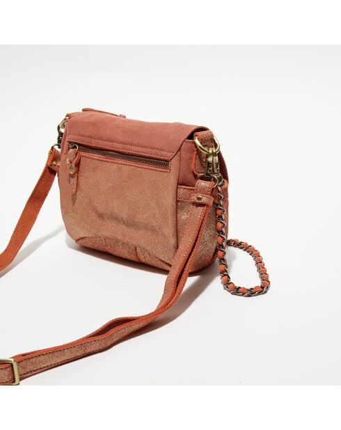 Sac besace en Cuir Bach Eyelet terracotta - 21x15x6 cm
