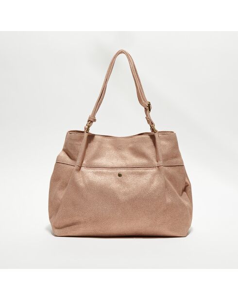 Sac cabas en Cuir Rozenn L rose - 38x36x13 cm