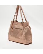 Sac cabas en Cuir Rozenn L rose - 38x36x13 cm