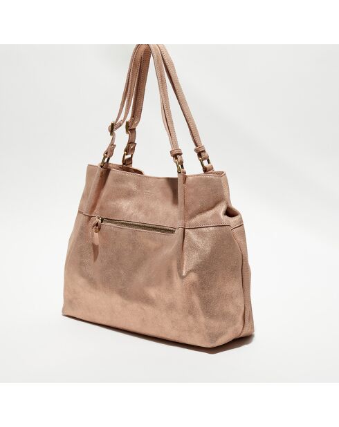 Sac cabas en Cuir Rozenn L rose - 38x36x13 cm