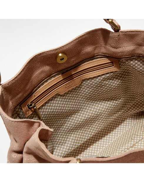 Sac cabas en Cuir Rozenn L rose - 38x36x13 cm