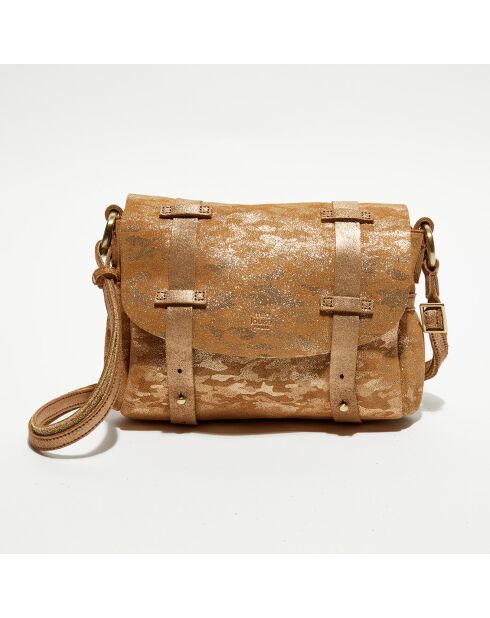Sac besace en Cuir Mahe Z camel - 25x19x6 cm