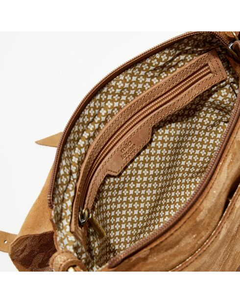 Sac besace en Cuir Mahe Z camel - 25x19x6 cm