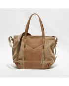 Sac demi-lune en Cuir Poema Sarazin beige - 47x32x15 cm