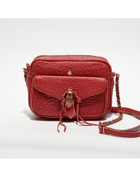 Sac bandoulière en Cuir Orelia E rouge - 23x17.5x7 cm