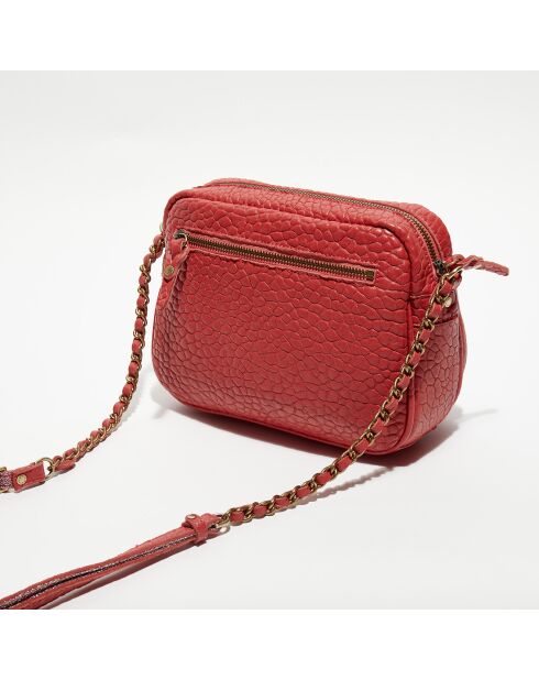 Sac bandoulière en Cuir Orelia E rouge - 23x17.5x7 cm