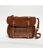 Sac besace en Cuir Alou camel - 35x23x13 cm