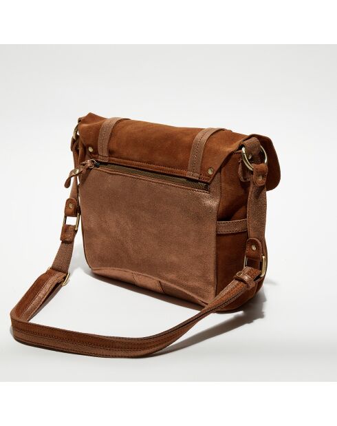 Sac besace en Cuir Alou camel - 35x23x13 cm