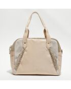 Sac shopping en Cuir Pansy écru - 28x23x13 cm