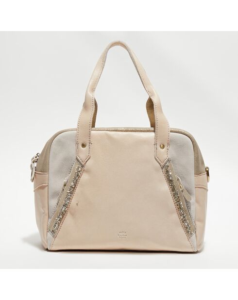 Sac shopping en Cuir Pansy écru - 28x23x13 cm