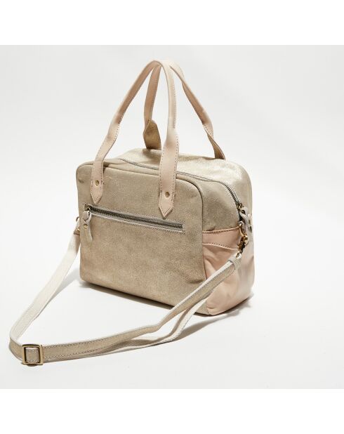 Sac shopping en Cuir Pansy écru - 28x23x13 cm