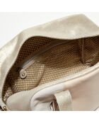 Sac shopping en Cuir Pansy écru - 28x23x13 cm