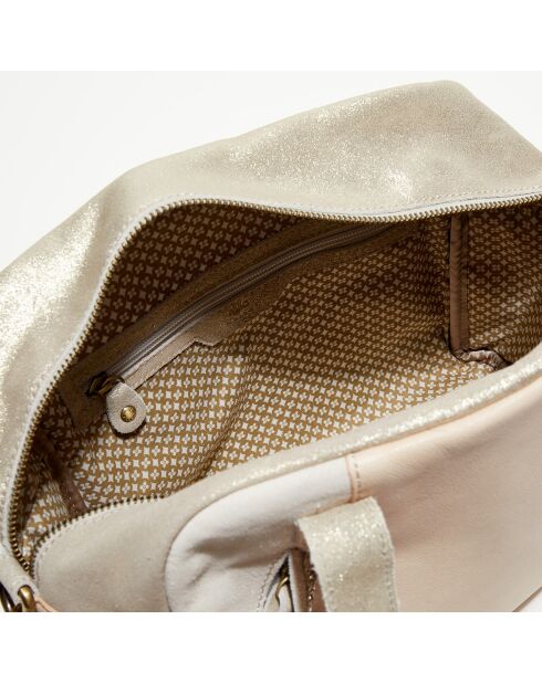 Sac shopping en Cuir Pansy écru - 28x23x13 cm