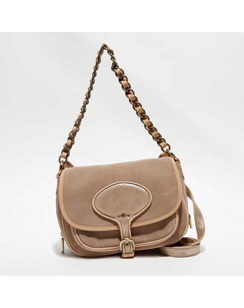 Sac besace en Cuir Rocia V rose - 23x20x7 cm