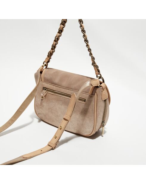 Sac besace en Cuir Rocia V rose - 23x20x7 cm