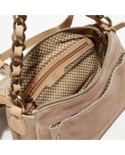 Sac besace en Cuir Rocia V rose - 23x20x7 cm