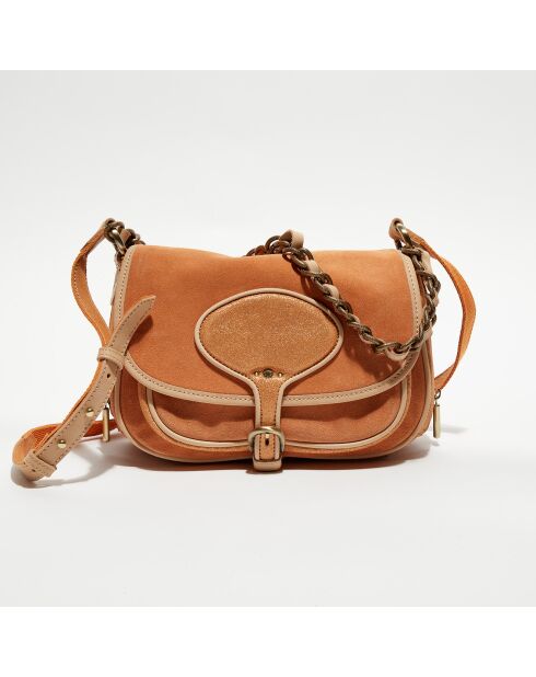 Sac besace en Cuir Rocia V orange - 23x20x7 cm