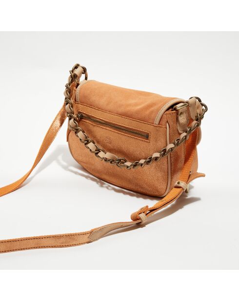 Sac besace en Cuir Rocia V orange - 23x20x7 cm