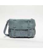 Sac besace en Cuir Bernie New Pyth gris bleu - 35x23x13 cm