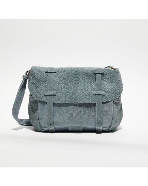Sac besace en Cuir Bernie New Pyth gris bleu - 35x23x13 cm