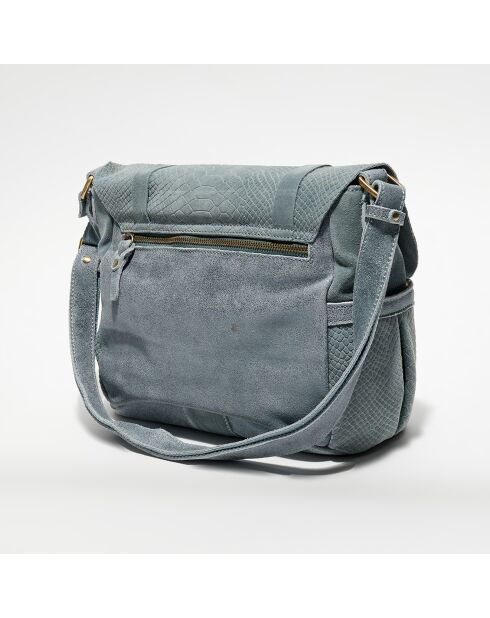 Sac besace en Cuir Bernie New Pyth gris bleu - 35x23x13 cm