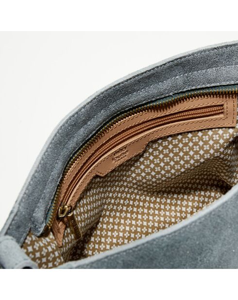 Sac besace en Cuir Bernie New Pyth gris bleu - 35x23x13 cm