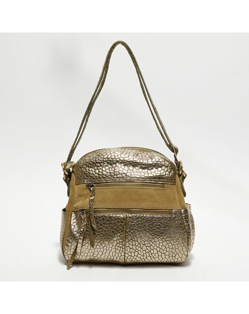 Sac bandoulière en Cuir Lara J vert kaki - 34x33x13 cm