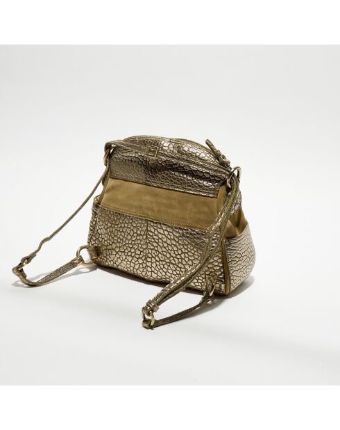Sac bandoulière en Cuir Lara J vert kaki - 34x33x13 cm