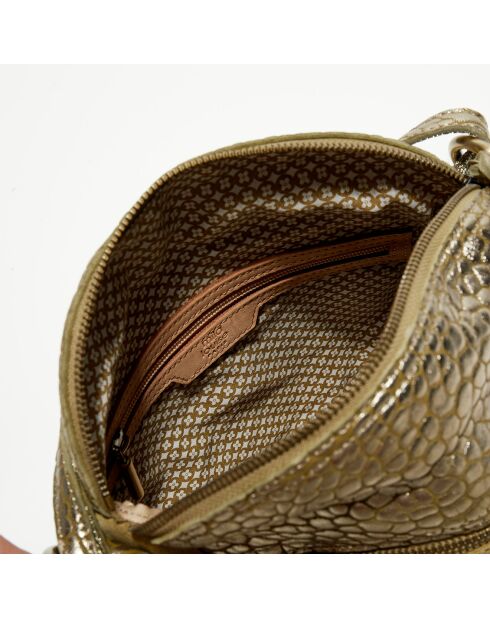 Sac bandoulière en Cuir Lara J vert kaki - 34x33x13 cm