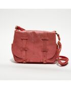 Sac besace en Cuir Bess X rouge - 25x20x7 cm
