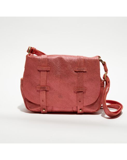 Sac besace en Cuir Bess X rouge - 25x20x7 cm