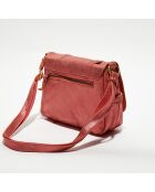 Sac besace en Cuir Bess X rouge - 25x20x7 cm