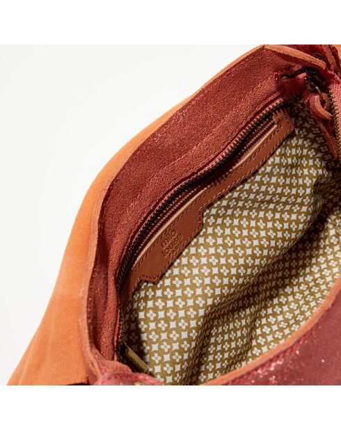 Sac besace en Cuir Bess X rouge - 25x20x7 cm
