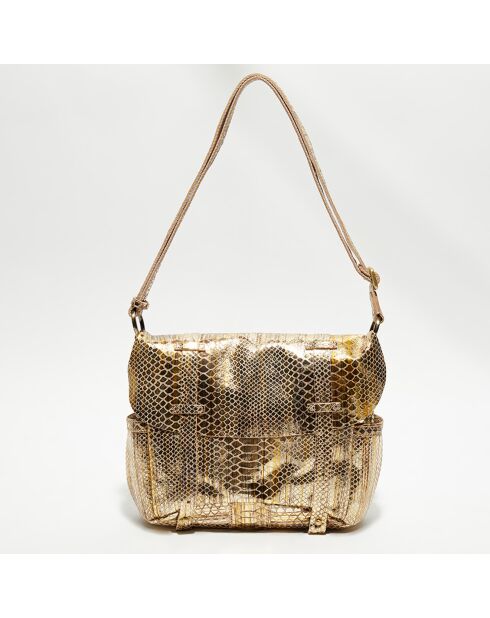 Sac besace en Cuir Bernie K rose - 35x23x13 cm