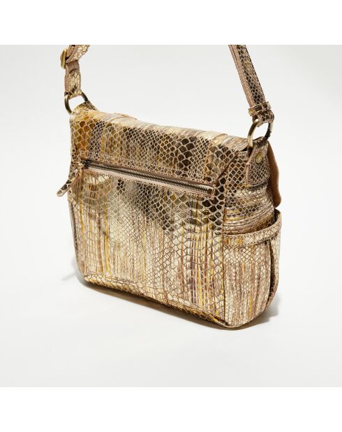 Sac besace en Cuir Bernie K rose - 35x23x13 cm