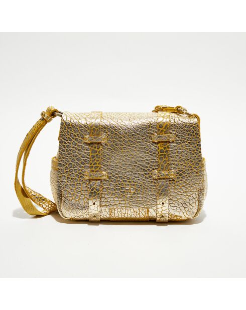Sac besace en Cuir Bess J jaune - 25x20x7 cm