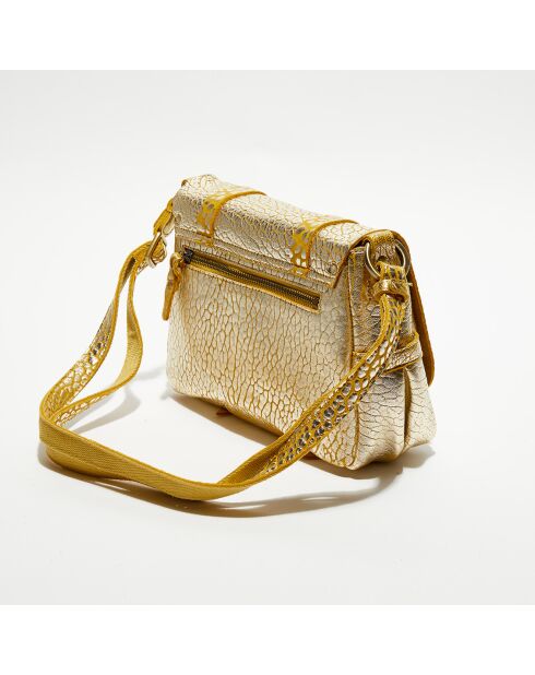 Sac besace en Cuir Bess J jaune - 25x20x7 cm