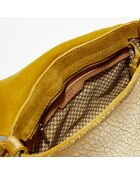 Sac besace en Cuir Bess J jaune - 25x20x7 cm